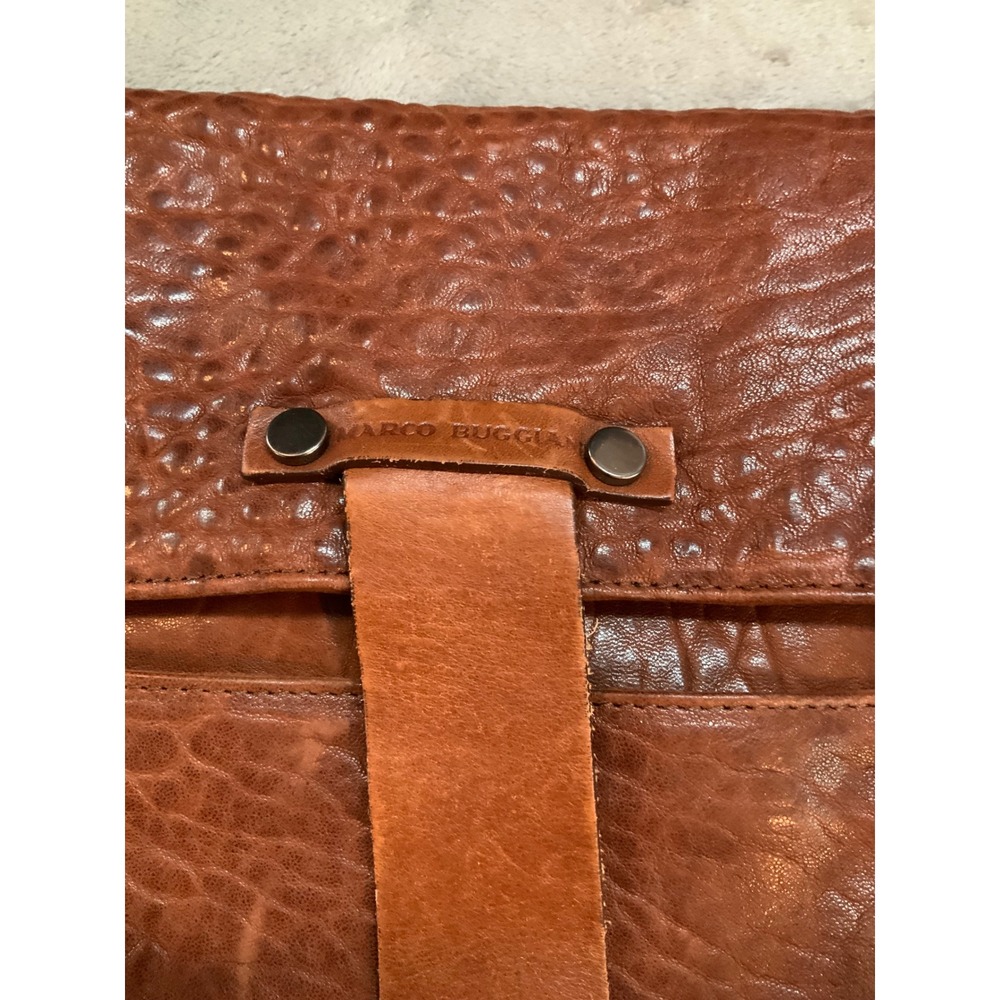 Marco Buggiani Brown Leather Messenger Bag Made in Italy Crossbody Cognac - Picture 10 of 11